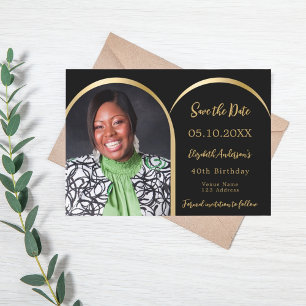 Black guld, modern fotoarkech Birthday Spara Datumet