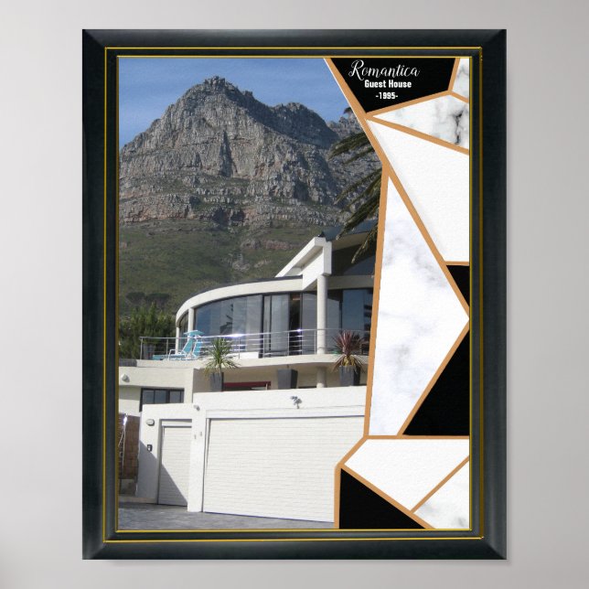 Black Guld Modern Geometric Abstrakt Poster (Framsidan)