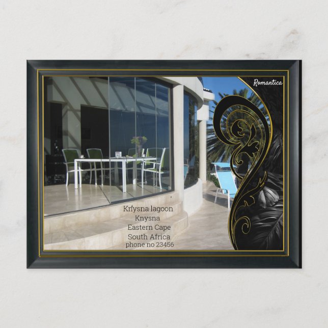 Black Guld Modern Geometric Abstrakt Vykort (Framsida)