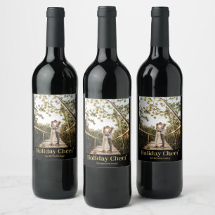 Black & Guld Modern Helgdag Cheer Photo Vin etiket Vinflaska Etikett