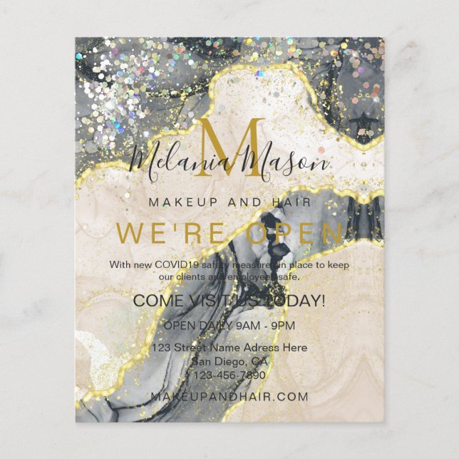 Black Guld Modern Liquid Watercolor Alcohol Bläck Flygblad (Framsidan)