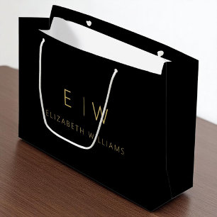 Black Guld Modern Minimalist Monogram Namn