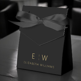 Black Guld Modern Minimalist Monogram Namn Presentaskar