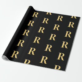 Black Guld Modern Monogram Presentpapper