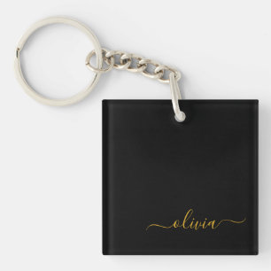 Black Guld Modern Script Girly Monogram Namn