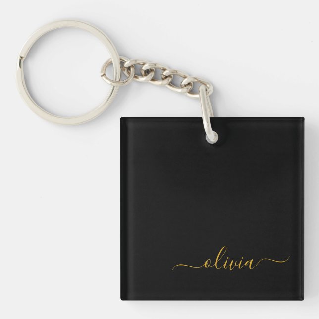 Black Guld Modern Script Girly Monogram Namn (Framsidan)