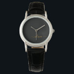 Black Guld Modern Script Girly Monogram Namn Armbandsur<br><div class="desc">Svart och Guld Enkel skript Monogram Namn Watch. Det gör perfekt studenten,  födelsedag,  bröllop,  möhippa,  årsdag,  babydusch eller bachelorette-fest till någon som glam lyx och chic stilar.</div>