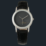 Black Guld Modern Script Girly Monogram Namn Armbandsur<br><div class="desc">Svart och Guld Enkel skript Monogram Namn Watch. Det gör perfekt studenten,  födelsedag,  bröllop,  möhippa,  årsdag,  babydusch eller bachelorette-fest till någon som glam lyx och chic stilar.</div>