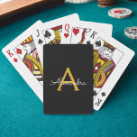 Black Guld Modern Script Girly Monogram Namn Casinokort<br><div class="desc">Uppspelningskort i svartvitt och Guld i Monogram Namn. Det gör perfekten söt 16-årsjubileum,  bröllop,  möhippa,  årsdag,  babydusch eller bachelorette-fest för någon som glam lyxen och chic stilar i kärlek.</div>