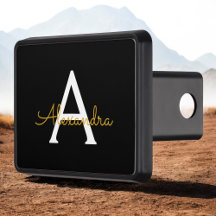 Black Guld Modern Script Girly Monogram Namn