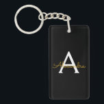 Black Guld Modern Script Girly Monogram Namn Nyckelring<br><div class="desc">Nyckelkedjan Black and Guld Simple Script Monogram Namn. Det gör perfekten söt 16-årsjubileum,  bröllop,  möhippa,  årsdag,  babydusch eller bachelorette-fest för någon som glam lyxen och chic stilar i kärlek.</div>