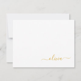 Black Guld Modern Script Girly Monogram Namn Tack Kort