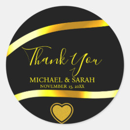 Black Guld Modern Simple 25:e Bröllop-årsdagen Runt Klistermärke