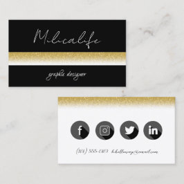 Black guld modern, social mediematerial affärskort visitkort