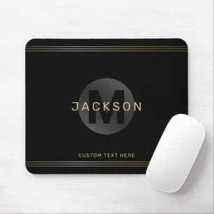 Black & guld, modernt enkelt personlig monogram musmatta