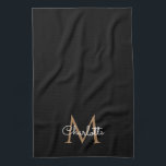 Black Guld Monogram Elegant Girly-skript Kökshandduk<br><div class="desc">Chic svart och guld monokerhandduk. Du kan anpassa namn,  monogrammet och anpassa teckensnittet och färg för att skapa din egen unika design. Designad av Thisisnotme©</div>