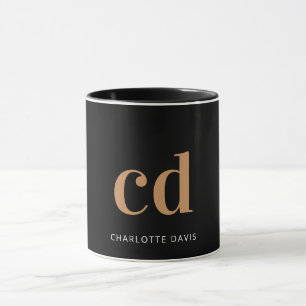 Black guld monogram initialer anpassningsbar av mo mugg