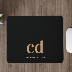 Black guld monogram initialer anpassningsbar av mo musmatta
