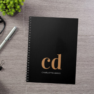 Black guld monogram initialer fet anteckningsbok