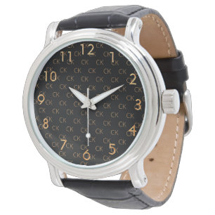 Black guld monogram initialer minimalist manars ki armbandsur