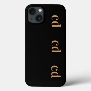 Black guld monogram initialer modern