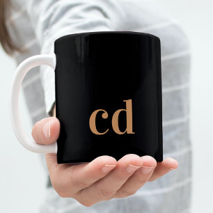 Black guld monogram initialer modern anpassningsba kaffemugg