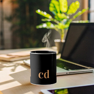Black guld monogram initialer modern anpassningsba mugg