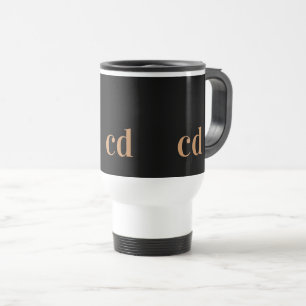 Black guld monogram initialer modern anpassningsba resemugg