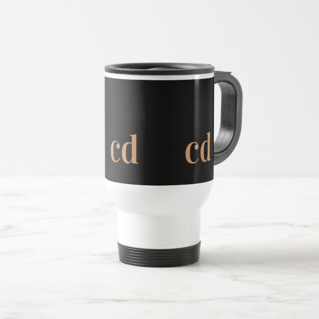 Black guld monogram initialer modern anpassningsba resemugg (Framsida höger)