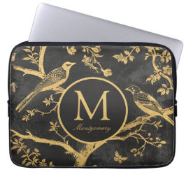 Black Guld Monogram Laptop Fodral