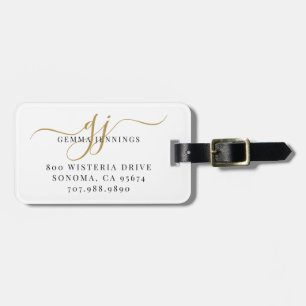 Black Guld Monogram Namn Bagagebricka