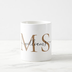 Black & Guld Monogram Namn Kaffemugg