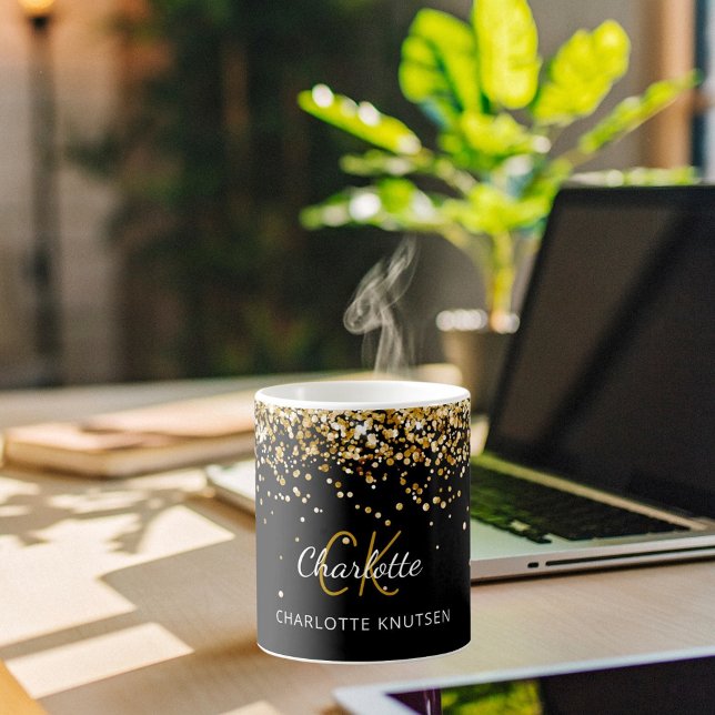 Black guld monogram namn kaffemugg (Skapare uppladdad)
