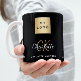 Black guld monogram namn logotyp business  kaffemugg