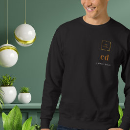 Black guld monogram namn logotyp business lång ärmad tröja