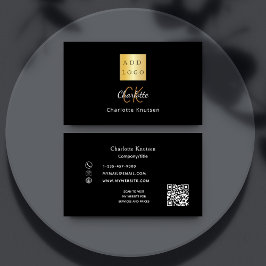 Black guld monogram Qr-logotyp Visitkort