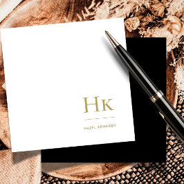 Black Guld Monogram Simple Elegant Social Notecard Anteckningskort