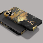 Black guld monogrammad namn elegant<br><div class="desc">Modern abstrakt design,  maskulin snyggt iphone case med guld och svarta akryliska tryckta penseldrag.         -Personlig för honom: pappa,  far,  make,  son,  bror.</div>