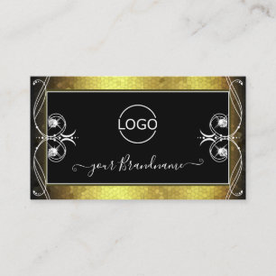 Black Guld Mosaic Ornate Gnistra Diamonds Add Logo Visitkort