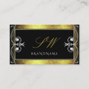 Black Guld Mosaic Ornate Gnistra Diamonds Monogram Visitkort