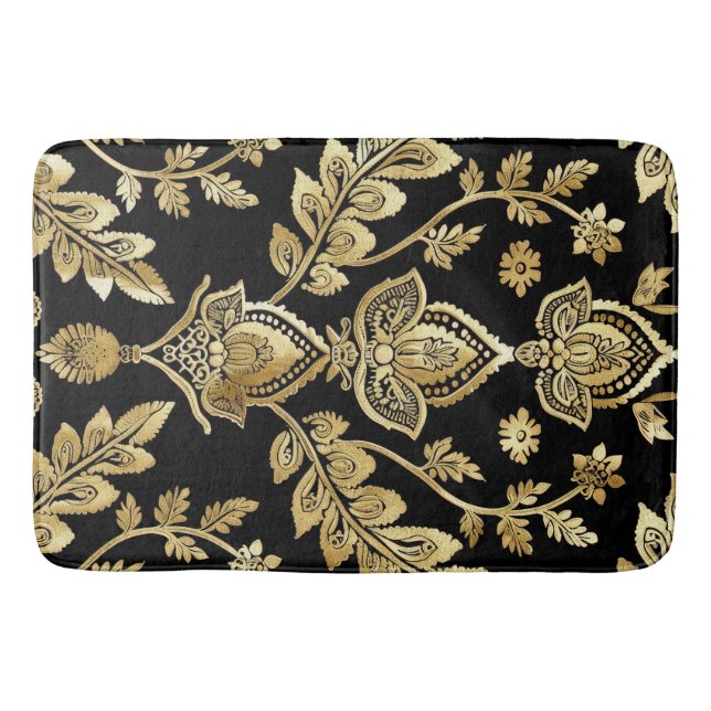 Black & Guld Motif Badrumsmatta (Framsidan)