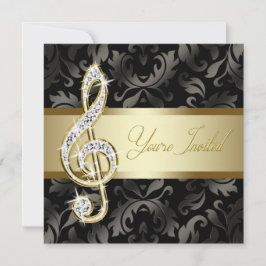 Black Guld Music Treble Clef Skäl Inbjudningar