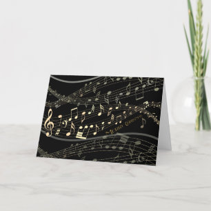 Black Guld Musical Blank Greeting Card Helgkort