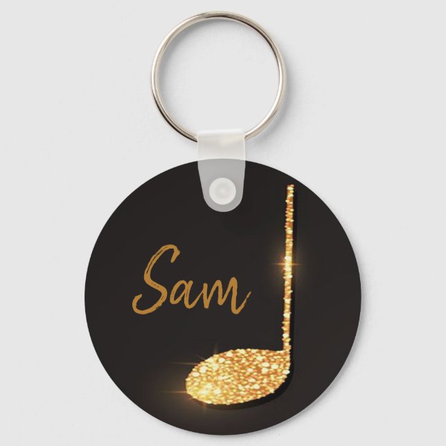 Black guld musik noter monogram namn nyckelring (Framsida)
