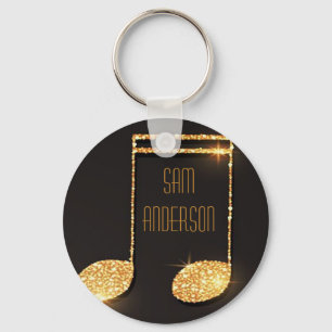 Black guld musik noter monogram namn nyckelring