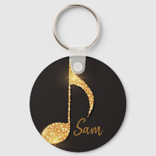 Black guld musik noter monogram namn nyckelring