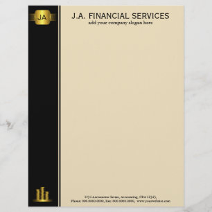 Black Guld Mynt Anpassningsbar Accounting Letterhe Brevhuvud