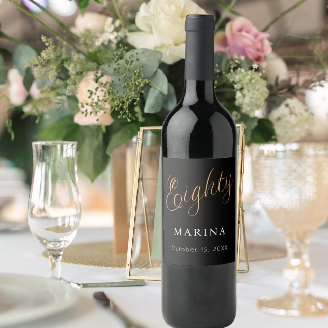 Black guld namn, 80-årsdag vinflaska etikett (Skapare uppladdad)
