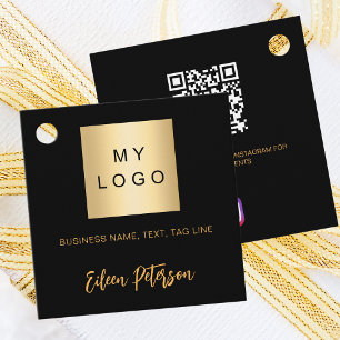 Black guld namn logotyp QR Instagram code hang mär Gåvor Etiketter