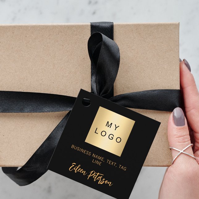 Black guld namn namnteckning logotyp  hängare märk gåvor etiketter (Skapare uppladdad)